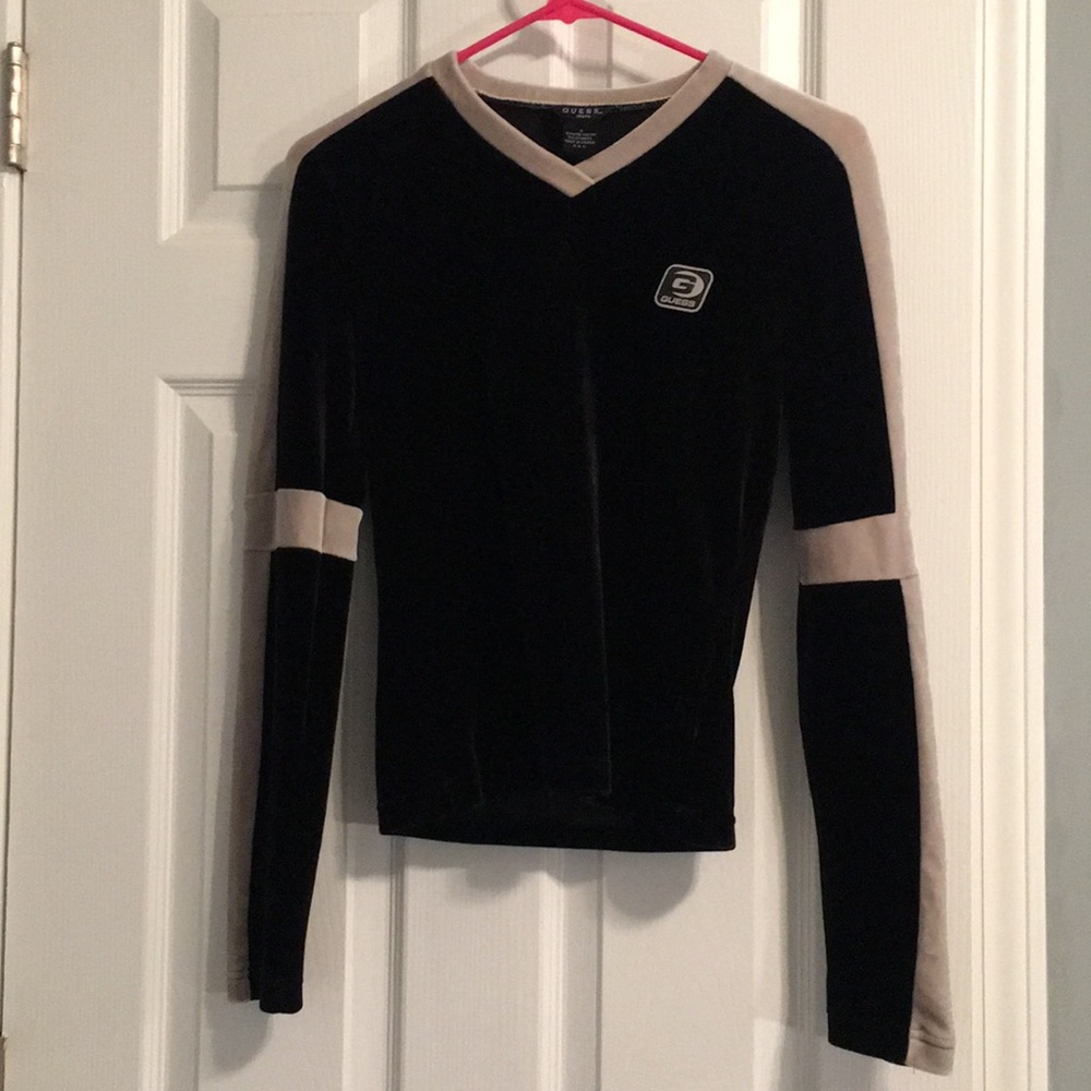 Vintage Black &cream purdue colors Guess sweater
